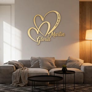 Custom Metal Wall Art, Personalized Wedding Gift for Couple, Metal Heart with Name and Date,  Engagement Announcement Sign, Anniversary Gift