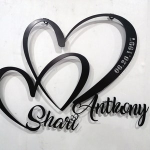 Metal Customized Love Sign, Heart and Love Large Metal Wall Art, Personalized Metal Decor, Home ...