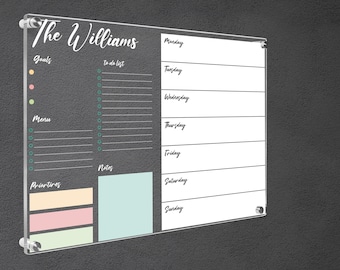 Personalized Acrylic Wall Calendar, Family Wall Planner, Dry Erase Board, School Planner, Monthly and Weekly Calendar, Command Center,