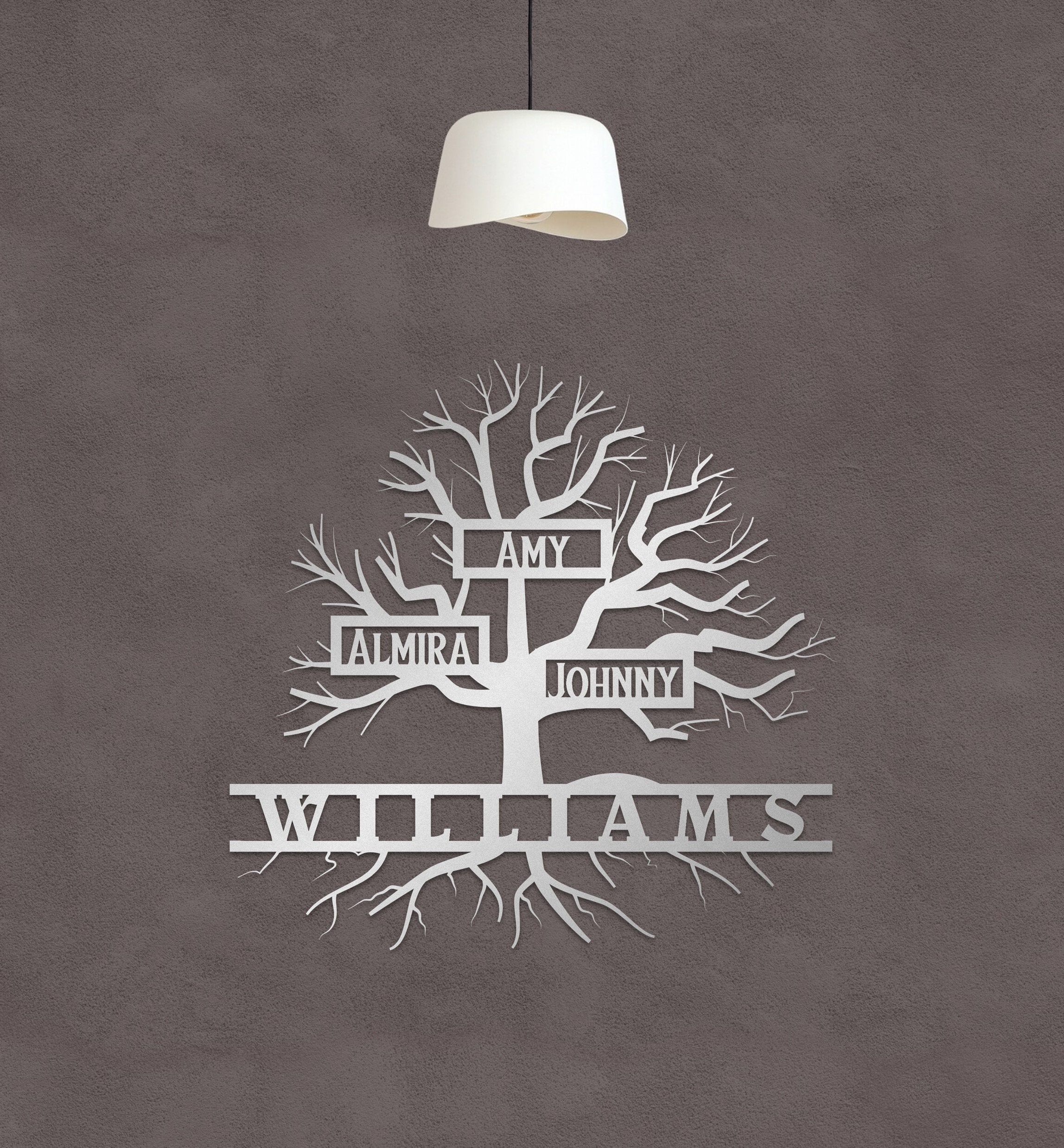 Personalized Family Tree Metal Wall Art – Custom Last Name Sign With ...
