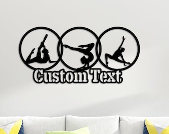 Gymnastics Large Metal Wall Art – Modern Sports Decor, Stylish Sign & Unique Gift for Athletes, Coaches, Gym Lovers  Competition Champions