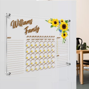 Acrylic Wall Calendar, Personalized Monthly Wall Mounted Calendar, Family Planner Home, Office, School, Task Organizer, Note Board