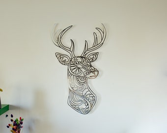 Metal Deer Wall Art,  Home Decoration for Christmas,   Black Copper Gold Silver Color Options, Personalized Unique Gifts, Contemporary Art