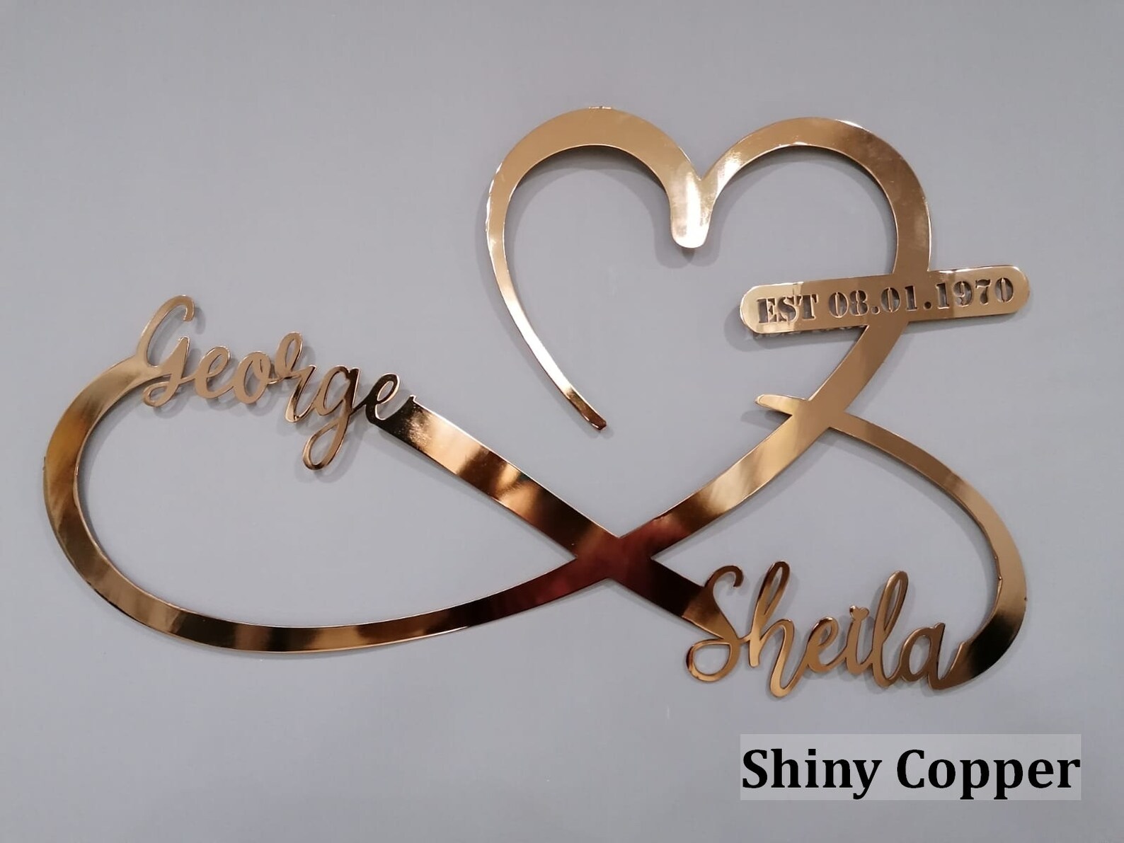 Heart and Infinity Metal Wall Art Shiny Color Personalized Etsy