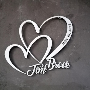 Metal Customized Love Sign, Heart and Love Large Metal Wall Art, Personalized Metal Decor, Home Decoration, Wedding, New Home
