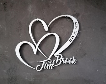 Metal Customized Love Sign, Heart and Love Large Metal Wall Art, Personalized Metal Decor, Home Decoration, Wedding, New Home