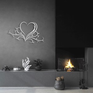 Arte de pared con corazón floral de metal, decoración de pared de metal para el hogar, bodas, casas nuevas y regalos para ella, regalos únicos personalizados, arte contemporáneo imagen 2