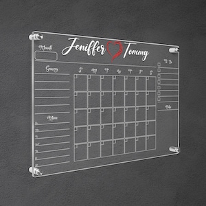 Acrylic Wall Calendar, Personalized Wedding Gift Family Wall Planner, Dry Erase Board, Monthly and Weekly Calendar, Command Center,