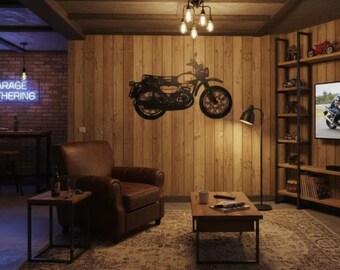 Benutzerdefinierte Motorrad Metall Wandkunst, Motorrad-Liebhaber Geschenk für Ihn, Motorrad Garage Zeichen, personalisiertes Motorrad Name Wandschild Geschenk für Papa