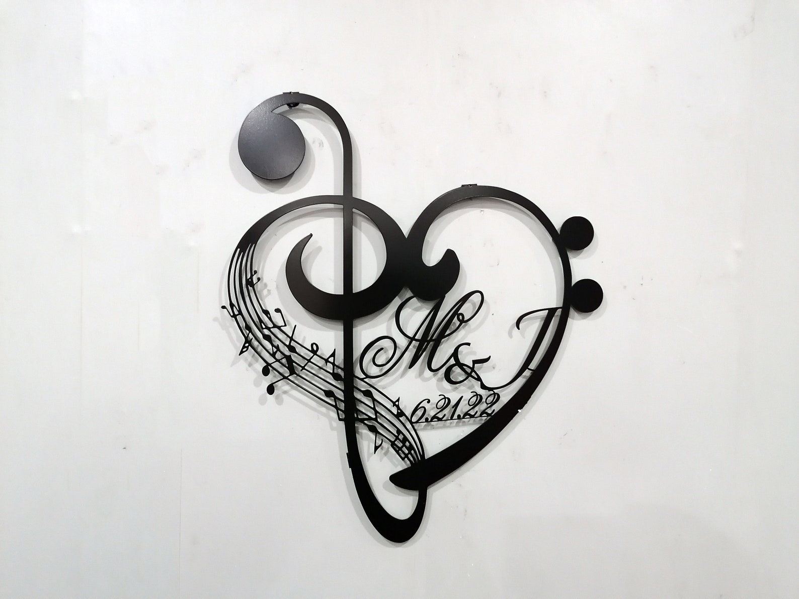 Metal Music Notes Gift, Custom Music Notes and Heart Large Metal Wall ...