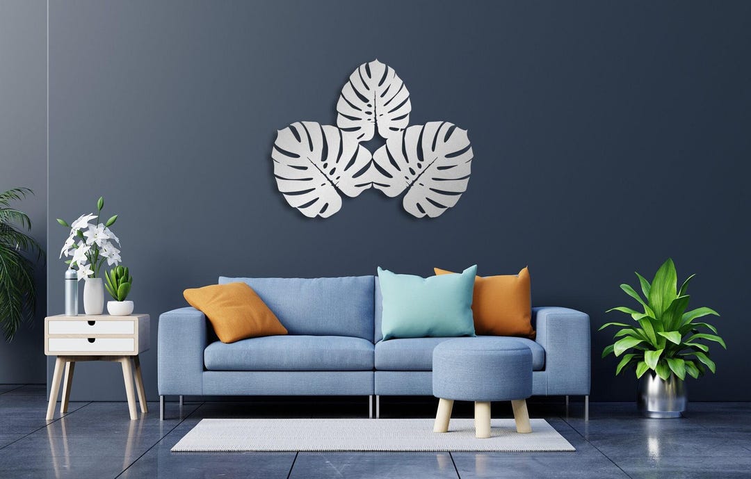 Monstera Leaf Metal Wall Art – Modern Tropical Leaf Decor, Set of 3 ...