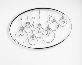 Bulb Large Metal Wall Art and Decor Home Decoration,    Personalized Unique Housewarming,  Birthday, Wedding, or Home Gifts for Couple