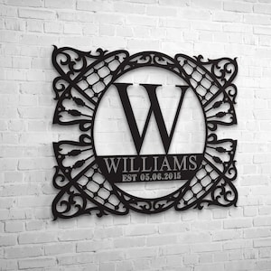 Personalized Family Name Sign, Monogram Metal Stylish Last Name Sign, Personalized Metal Name Sign, Established Last Name Sign, Home Gift