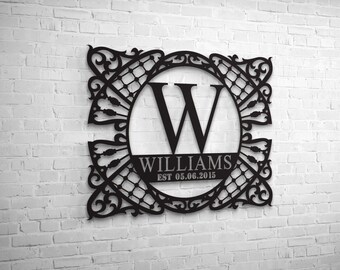 Personalized Family Name Sign, Monogram Metal Stylish Last Name Sign, Personalized Metal Name Sign, Established Last Name Sign, Home Gift