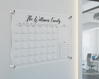 Personalized Acrylic Wall Calendar, Family Wall Planner, Dry Erase Board, School Planner, Monthly and Weekly Calendar, Command Center,