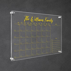 Acrylic Wall Calendar, Personalized Family Wall Planner, Dry Erase Board with Side Notes, Monthly and Weekly Calendar for Office