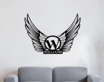 Personalized Metal Angel Wings Name Sign – Custom Wall Art for Housewarming, Wedding, Engagement, Birthday & Anniversary Gift Decoration