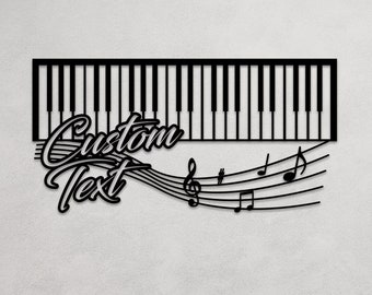 Personalized Music Notes Gift, Music Notes and Piano Large Metal Wall Art, Customized Gift for Musician , Home Decoration, Contemporary Art