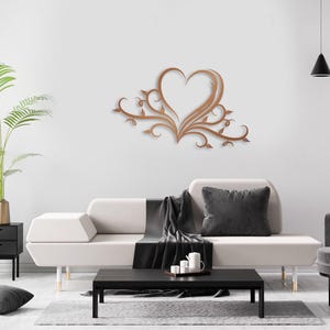 Arte de pared con corazón floral de metal, decoración de pared de metal para el hogar, bodas, casas nuevas y regalos para ella, regalos únicos personalizados, arte contemporáneo imagen 10