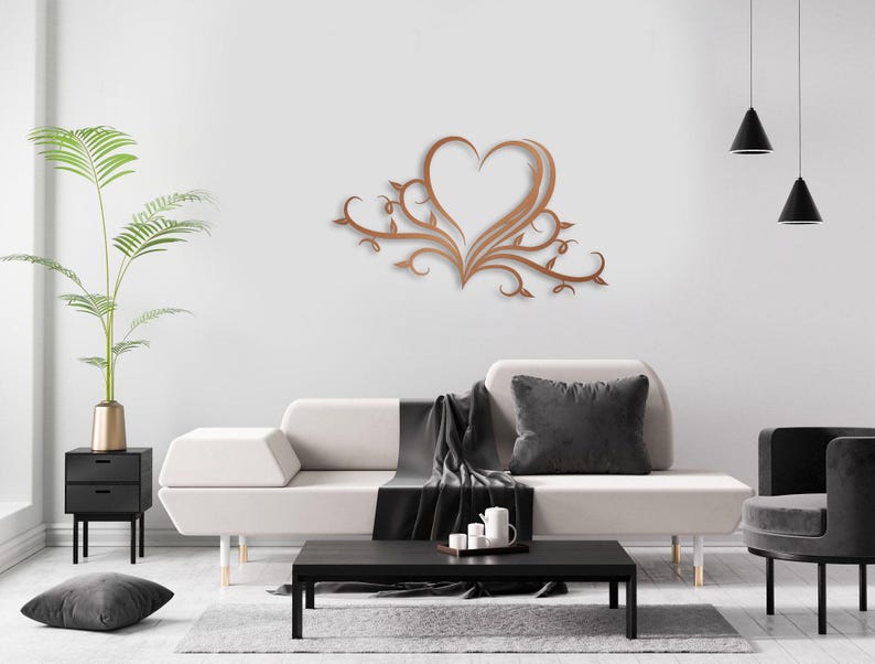 Arte de pared con corazón floral de metal, decoración de pared de metal para el hogar, bodas, casas nuevas y regalos para ella, regalos únicos personalizados, arte contemporáneo imagen 10