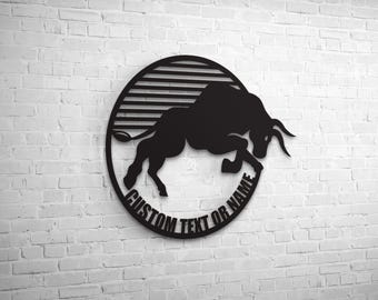 Personalized Metal Bull Wall Art,  Large Metal Wall Art,  Customized Home Decoration, New Home , Personalized Unique Gifts, Contemporary Art