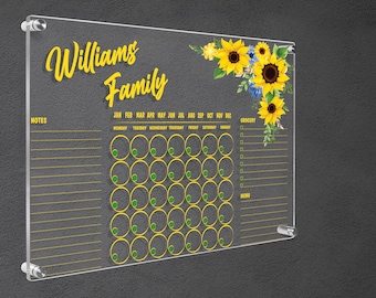 Acrylic Wall Calendar, Personalized Monthly Wall Mounted Calendar, Family Planner Home, Office, School, Task Organizer, Note Board