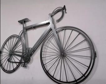 Metal Bicycle Wall Art – Modern Road Bike Silhouette Industrial Home Decor, Cyclist Gift, Garage Office Studio Wall Hanging - Man Cave Decor