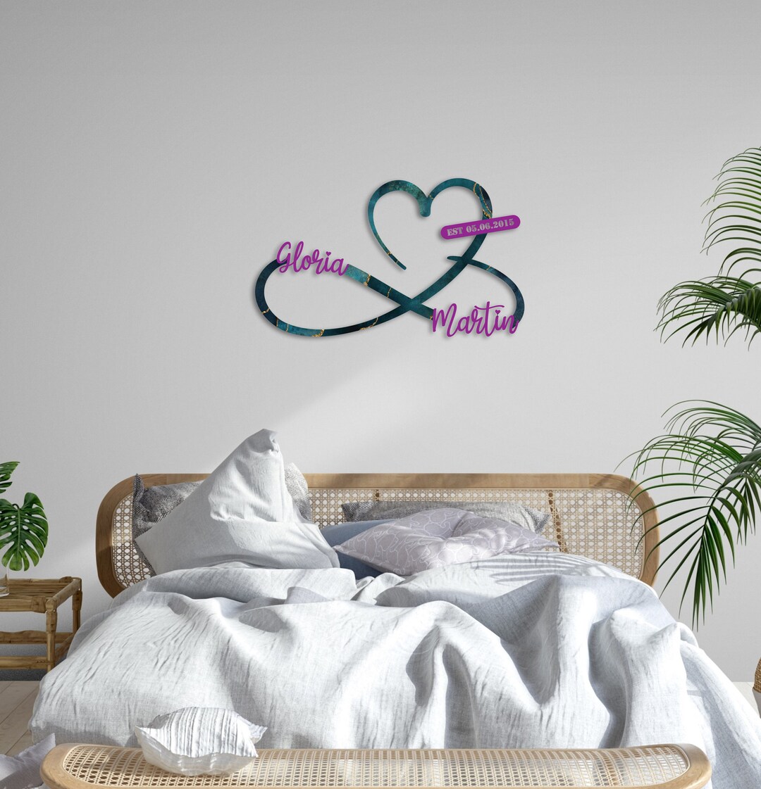 Metal Heart and Infinity Wall Art and Decor , Unique Design Blue Purple