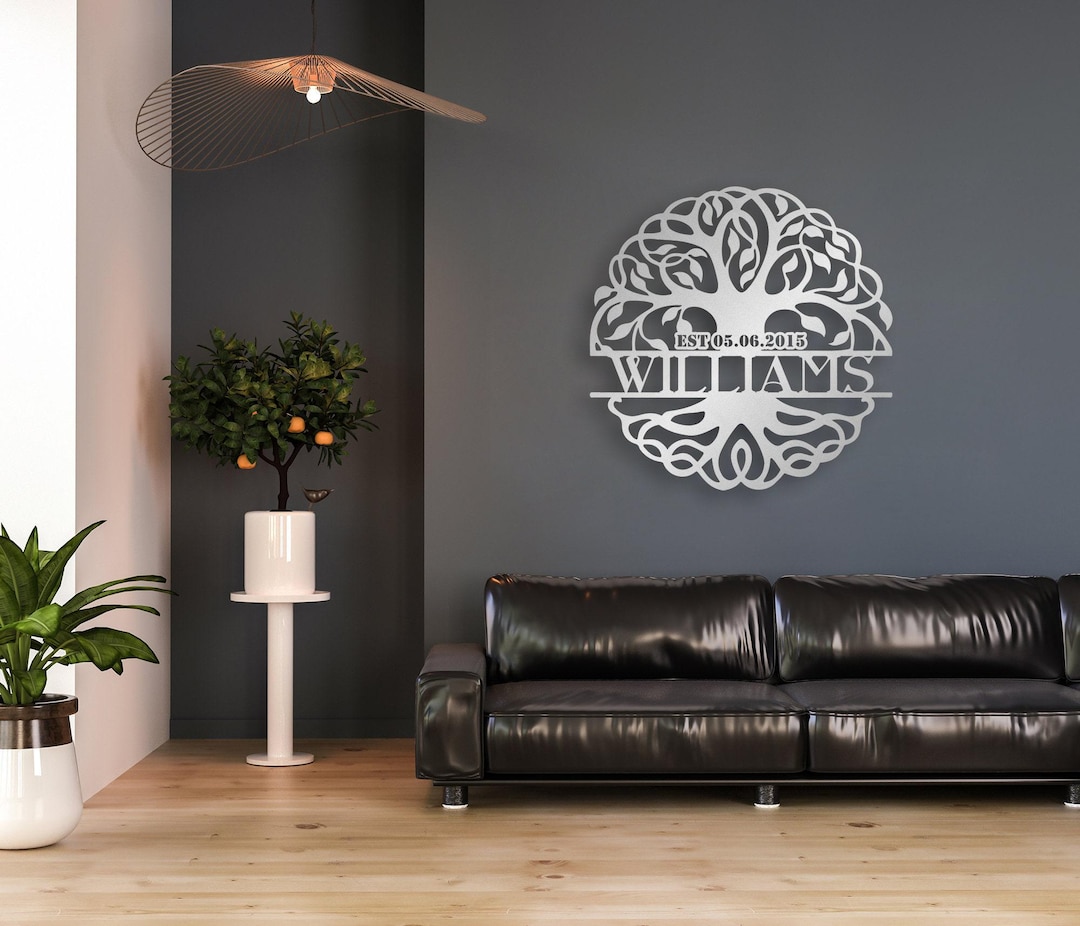 Personalized Metal Family Name Sign – Tree of Life Wall Art ...