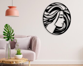 Metal Woman Wall Art , Art Deco Woman Wall Decor, Custom Gift for Her, Modern Home Decoration,  Girlfriend Gift, Personalized Unique Gifts