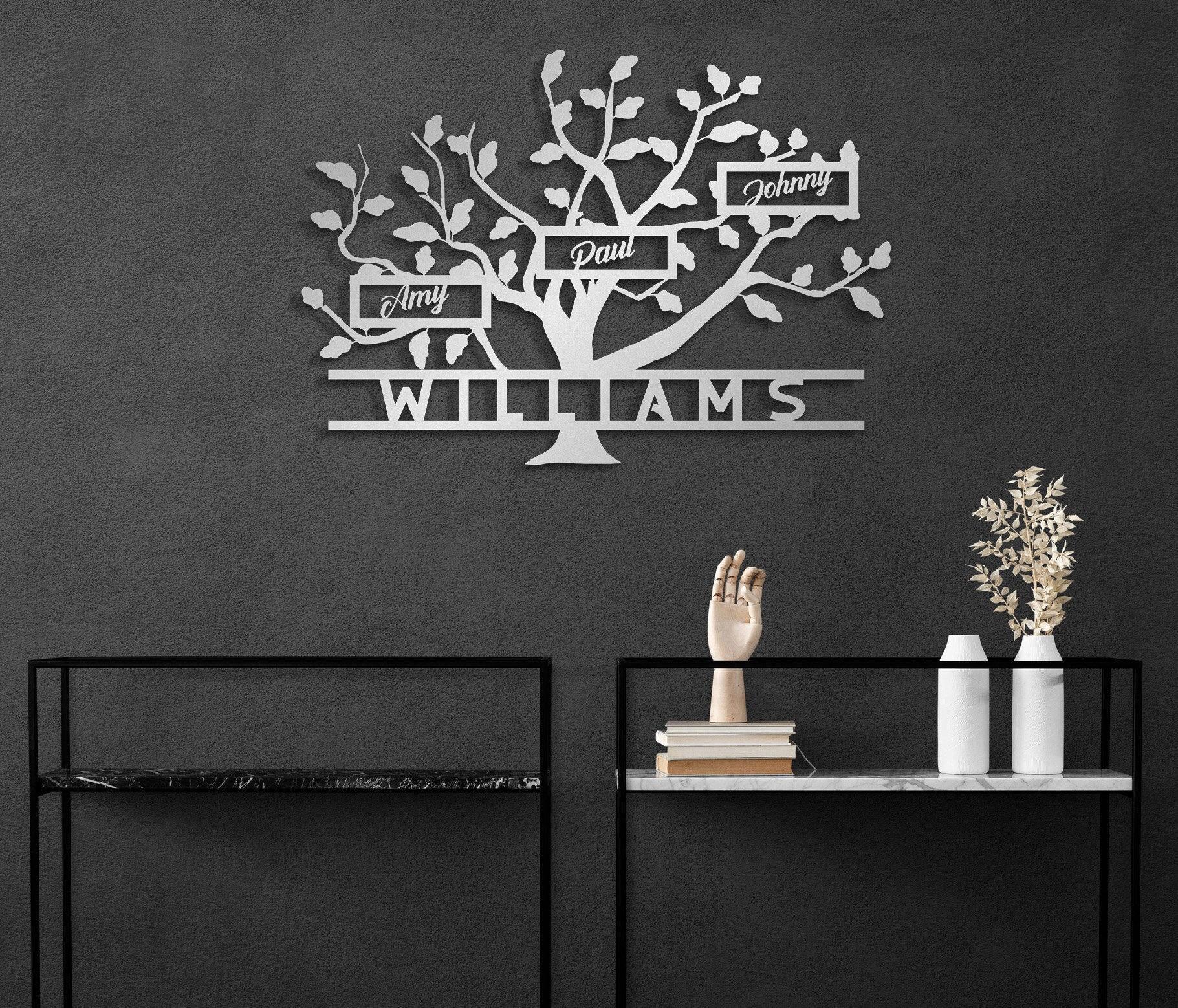 Family Tree Sign Metal Wall Art: Custom Last Name Design - Personalized ...
