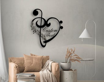 Personalized Treble Clef Metal Art, Custom Song Lyric Wall Decor, Music Studio Gift, Modern Musician Room Accent, Unique Home Metal Artwork