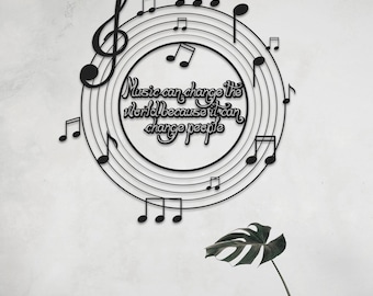 Personalized Music Large Metal Wall Art Decor, Custom Music Notes Gift for Musician, Music Teacher Gift, Home Decoration, Contemporary Art