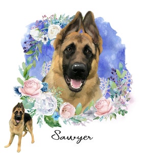 Custom pet drawing, custom pet portrait,Digital Painting,dog memorial, cat memorial, pet portrait, dog memorial gift, custom dog portrait
