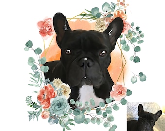 Retrato de mascota personalizado, retrato de perro personalizado, retrato de mascota digital, monumento de perro, monumento de gato,
