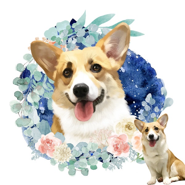 Custom pet drawing, Custom pet portrait,Digital Painting,dog memorial, cat memorial, pet portrait, dog memorial gift, custom dog portrait