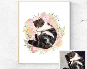 Cat portrait, Custom Dog Portrait Watercolor, Watercolor Dog Art, Custom Dog Painting Canvas, Custom Dog Water Color, Painting Of Dog Custom