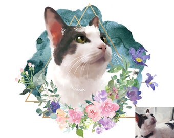 Custom pet portrait, custom dog portrait,pet portrait digital,dog memorial, cat memorial, pet portrait, pet memorial gift,dog portrait