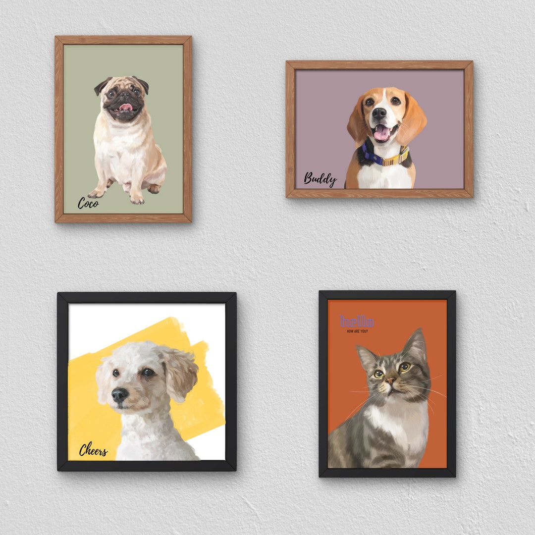 Hand Drawn Custom Pet Portrait From Photo, Personalized Perfect Gift ...