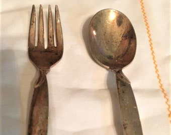 Vintage Child's Silver Plate Fork and Spoon Set 1847 Rogers Bros Flair