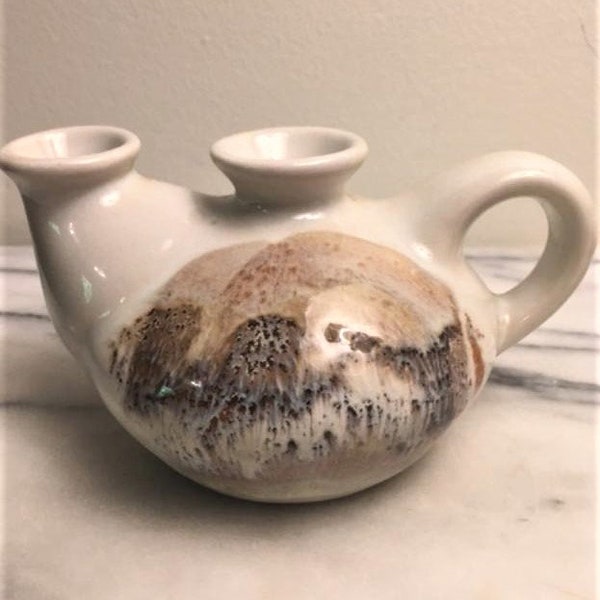 Kravec Studios Pottery Teapot or Oil Lamp Hand Crafted Naples FL, Cottagecore, Vintage Decor