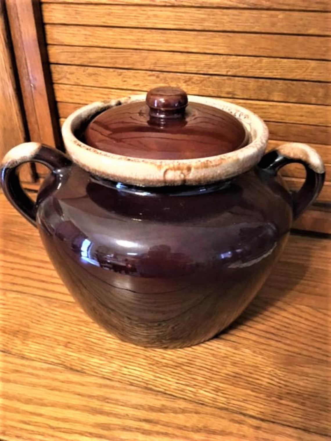 Mccoy Pottery Brown Drip Glazed Bean Pot 1242 USA Vintage Etsy