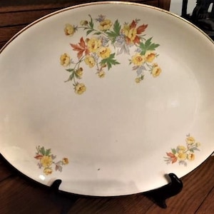 Rhythm Homer Laughlin Platter From 1950&#39;s Gold Trimmed Floral K 52 N, Cottagecore, Farmhouse Decor, Vintage Homer Laughlin Serveware