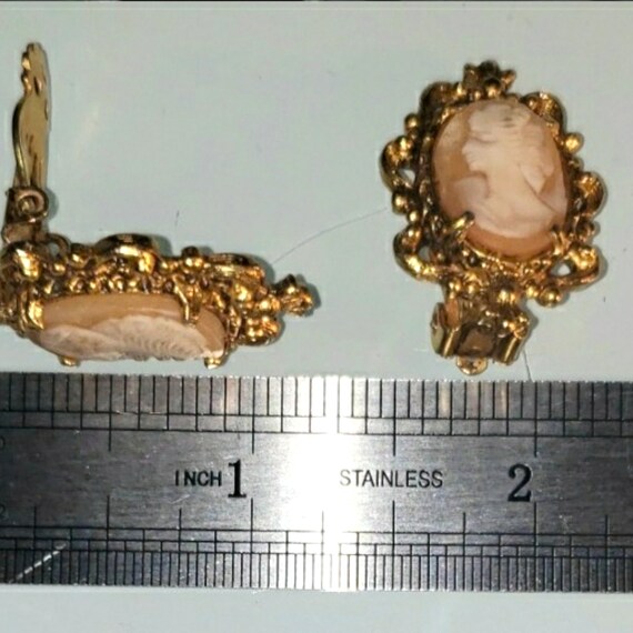 Earrings, Florenza Cameo Clip on Earrings Gold To… - image 4