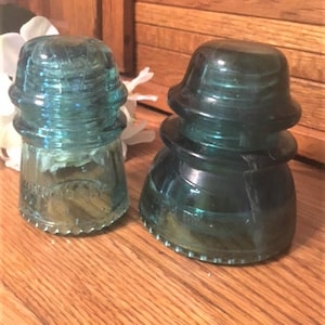 Hemingray Blue Glass Insulators (Two)
