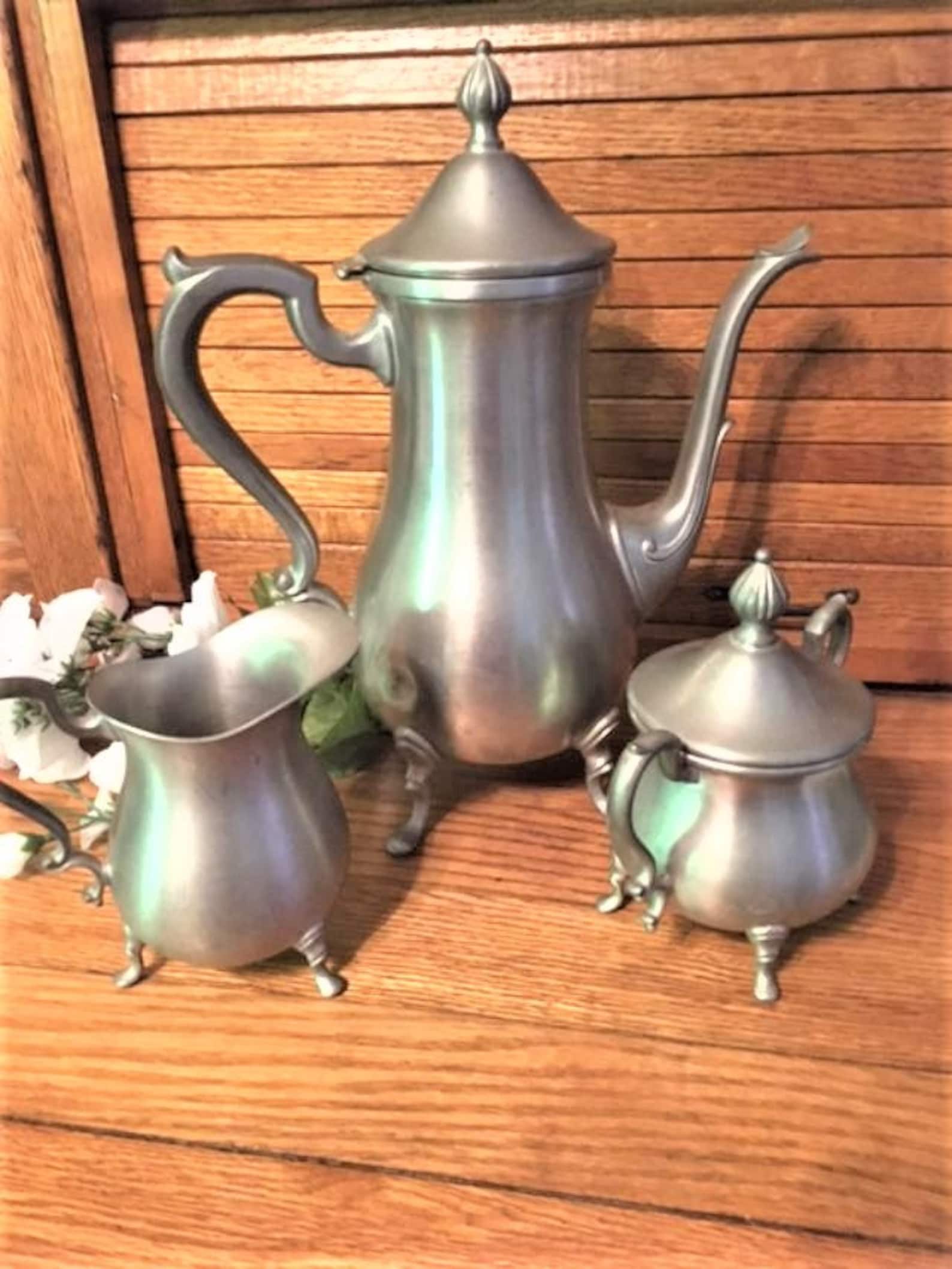 Vintage Pewter Tea Set WEB 1136 Pitcher Creamer Sugar Set Etsy