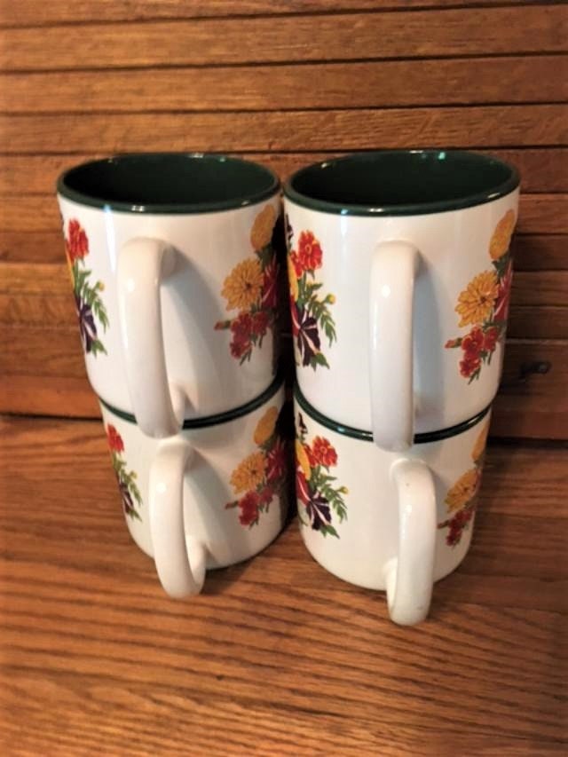 Collectibles Potpourri Designs Garden Classics Four Coffe Cups Mugs