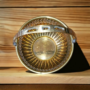 Vintage Solid Brass Bowl Made in India, Hinged Handle, Trinket Bowl, Potpourri bowl, Home Decor