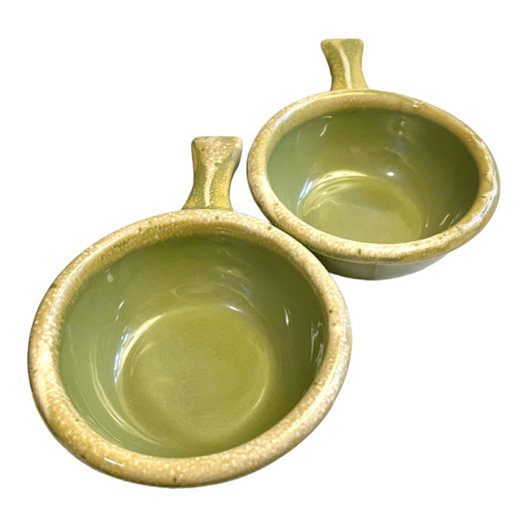 Vintage Hull Pottery Oven Proof Soup Bowls 2 With Handles Etsy