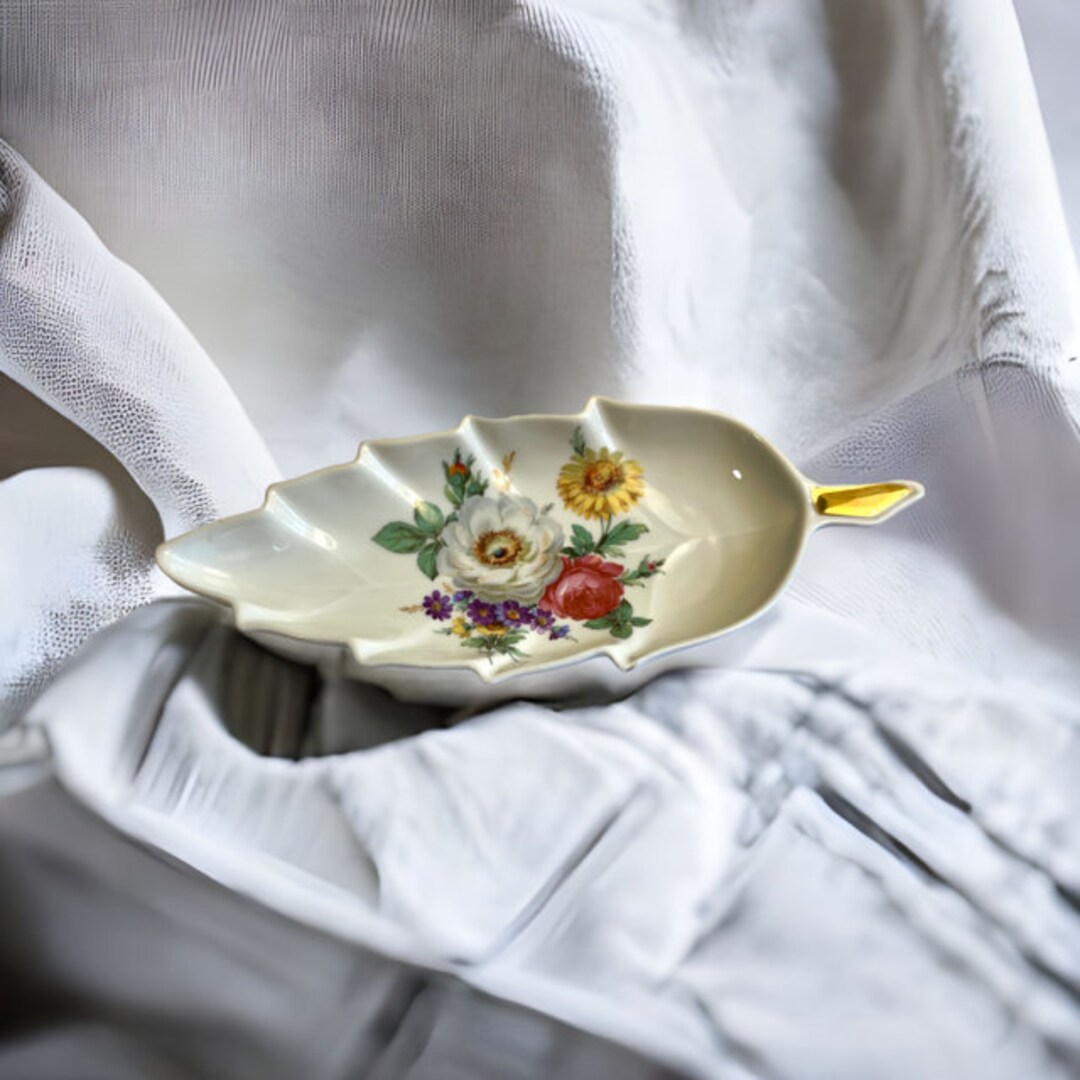 Old Nuremberg Bavaria Germany Floral Leaf Shaped Dish Candy Etsy